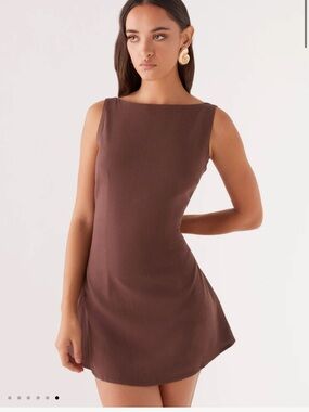 Drunk In Love Linen Mini Dress - Chocolate